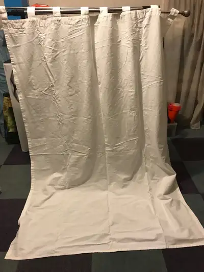 4 windows blackout curtains with 8 ewelets. White beige very thick. High 80 inch Wide 54 inch. Cash...