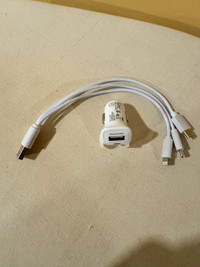 Car cigarette charger with triple cable charger 