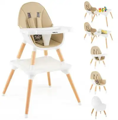 New Baby ToddlerHigh Chair, 6-in-1 Convertible Wooden Highchair, View more