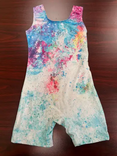 Size 120 NWOT White w/ Colour Gymnastic Leotard Poly & Spandex, View more