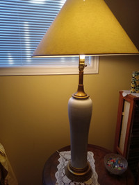 LAMP - SIDE TABLE- PORCELAIN WITH BRASS BASE