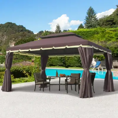 10 x 13ft Aluminum Frame Gazebo Canopy Double Tier Garden Shelte, View more