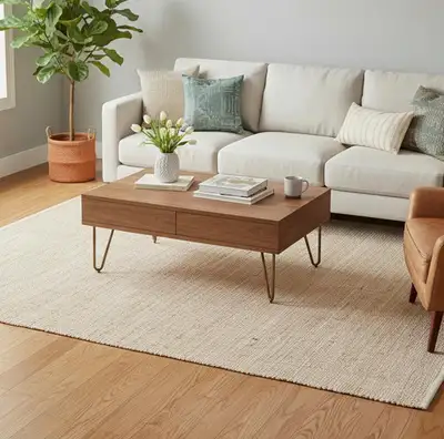 Jute Cotton Area Rug 6X9' Natural Handcrafted Vintage, View more