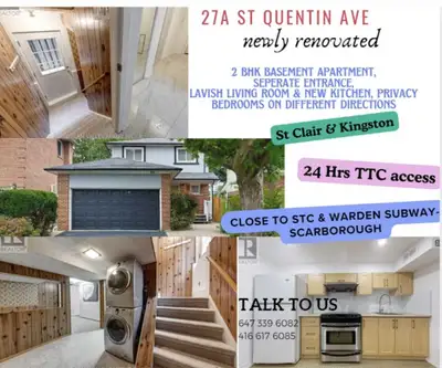 Discover this charming 2-bedroom basement apartment located at Cliffcrest,ST CLAIR & KINGSTON ( SCAR...