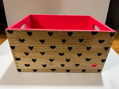 Wood box- hearts on one side:, View more