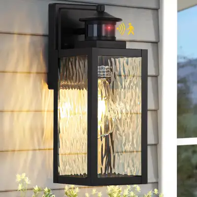 SHIMR Motion Sensor Outdoor Wall Light, Black Exterior Sconce wi, View more