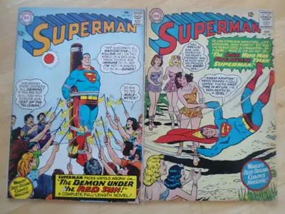 SUPERMAN COMIC BOOKS 17 COMIC BOOKS $300 180,184,185, 195, WITH LEX LUTHOR AND MR MXYZTPLK CARDS 206...