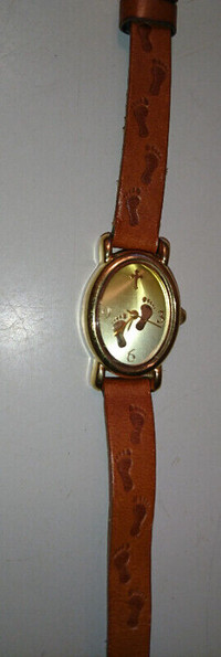 Ladies Gold Tone Footprint in the Sand Watch