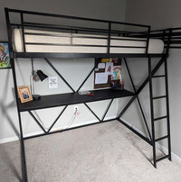 Metal Twin Loft Bed with Built-in-Desk