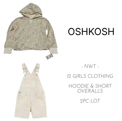 OSHKOSH - NWT - GIRLS 12 - 2PC LOT - HOODIE AND SHORT OVERALLS, View more