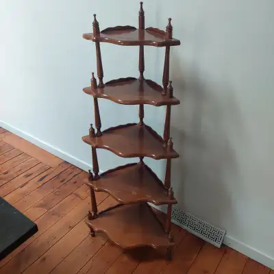 Antique wood corner shelf, View more