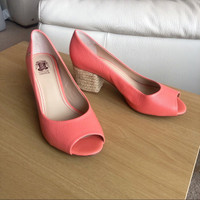 Women's Shoes - NEW - Coral Peep Toe Leather Heels (Size 9)