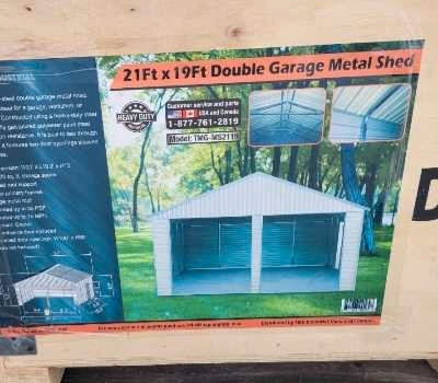 21 FT X 19 FT DOUBLE GARAGE METAL SHED