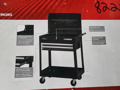 For sale a brand new and a used Husky 2 Drawer Mechanics Rolling Tool Cart With Reinforced Side Legs...