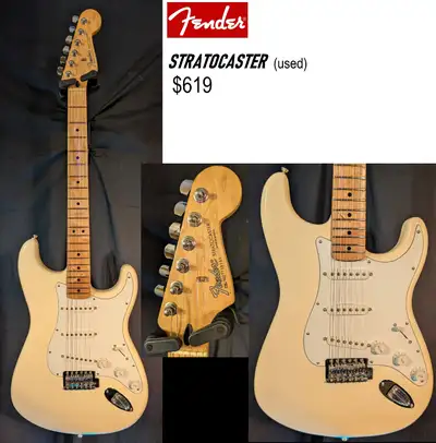 Fender Stratocaster (used) Arctic White Made in Mexico.Maple neck 21 Med Jumbo frets 2007