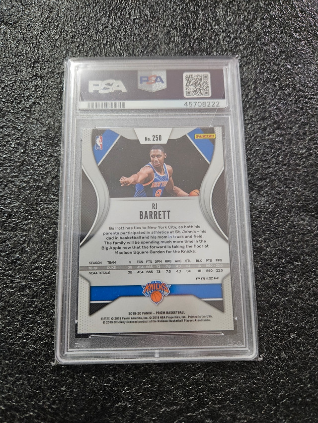 PSA 9 PANINI PRIZM RJ BARRETT GREEN ROOKIE CARD RC in Arts & Collectibles in Markham / York Region - Image 2