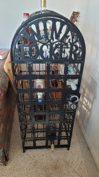 Wine cellar locker holder rack, antique black metal