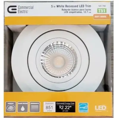 Commercial Electric 5 in. Recessed Gimbal Trim LED Light, View more
