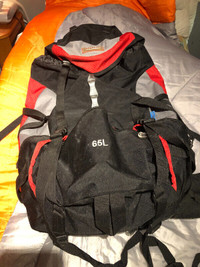 2 Lightweight Backpacks 65 L and OZARK Trail sleeping bag.