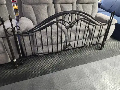 Espresso colored bed frame headboard footboard and frame for bed can be adjusted king or queen.