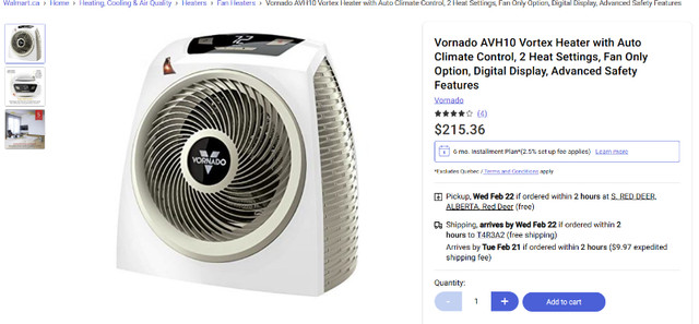 Vornado AVH10 Vortex Space Heater in Heaters, Humidifiers & Dehumidifiers in Red Deer - Image 2