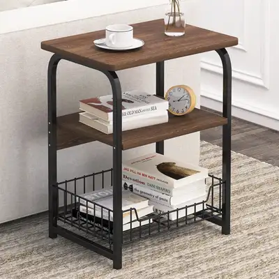 Wood and Metal Side Table with Storage 40*30*61.1cm , View more