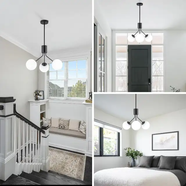 NEW IN BOX: Large 3-Light Modern Chandelier with White Shade in Indoor Lighting & Fans in Markham / York Region - Image 4