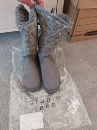 New Faux Suede Knit Sherpa slipper/boots
