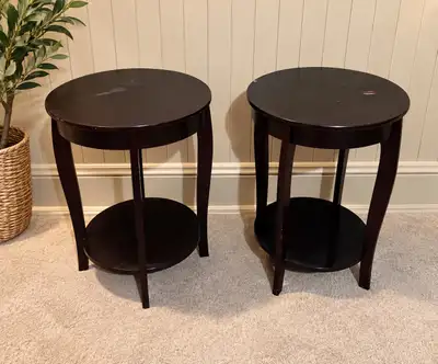 Set of 2 Round Wood End Tables / Side Tables – $50, View more