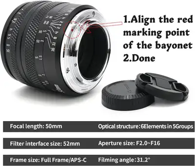 AstrHori 50mm F2.0 Full Frame Manual Focus Prime Lens - L mount lens suitable for Panasonic Lumix, L...