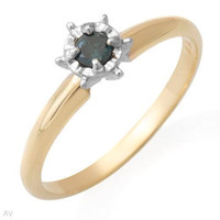 Ladies Gold & Deep Blue Diamond Ring