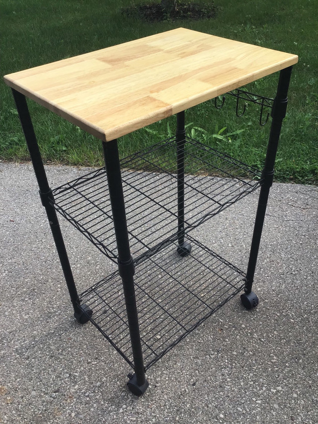 Moving Metal w/wood top  cart/table w/casters 21" x 15" x 35" H in Other Tables in Oakville / Halton Region - Image 2