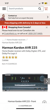 Harman/Kardon AVR 225 high-current receiver.