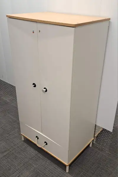 IKEA Children’s Wardrobe – White with Natural Wood Trim, View more