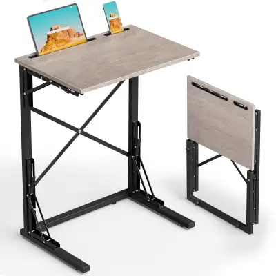 New Evermagin Folding TV Tray, Small Foldable C-Shaped End Table, View more