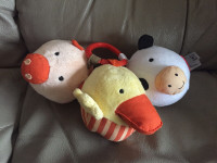 3 baby/infant animal plush heads toys