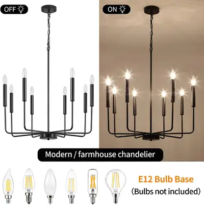 8-Light Black Chandelier Farmhouse Chandelier for Dining Room Li, View more