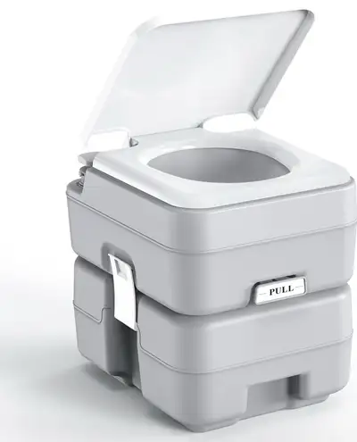 Take comfort on the road with this 6.1 Gallon Portable Camping Toilet — your perfect hygiene compani...