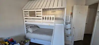 Lit superposé avec Glissade , tiroire pour rangement ou 3matelas, View more