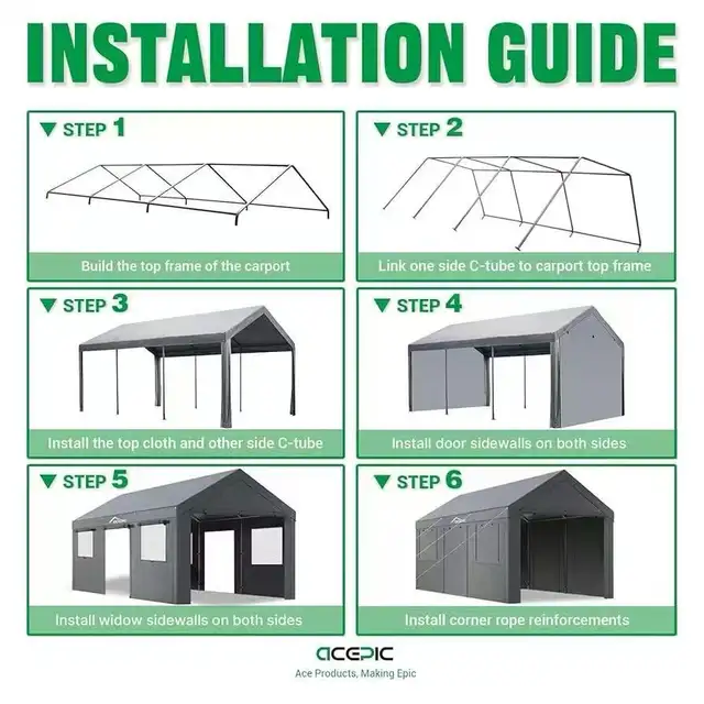 Carport, 11 x 20 ft Portable Garage with 2 Roll-Up Doors and Rem in Outdoor Tools & Storage in Markham / York Region - Image 11