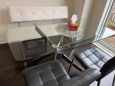Kitchen dining saleModern Rectangular glass top table-chrome, View more