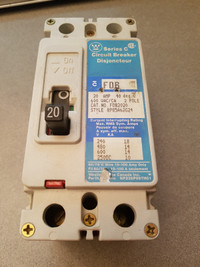 1 disjoncteur breaker Westinghouse 20 amp 600 vac 2 pole fdb220