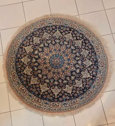 VTG hand-knotted Super Fine Nain Persian Round Rug, View more