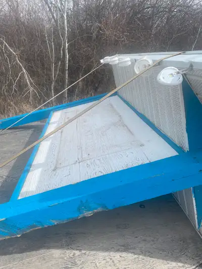 Large sign 8’x4’ signage area 12’ posts Shingled roof 9’ long ridge cap Some damage on soffit and fa...