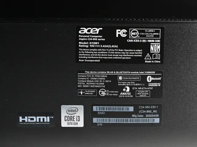 Acer Aspire C24-960 All-in-one Home/Office PC Intel i3 10th Gen in Desktop Computers in City of Toronto - Image 10