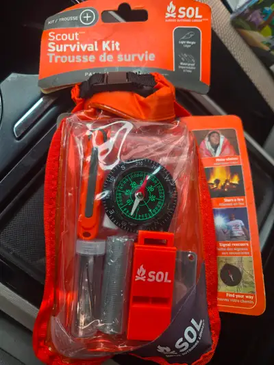 SOL Scout Survival Kit waterproof bag fire start compass flint, View more