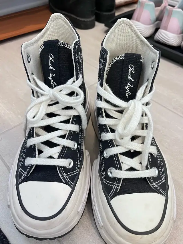 Black & White Converse Chuck Taylor High Tops – $50