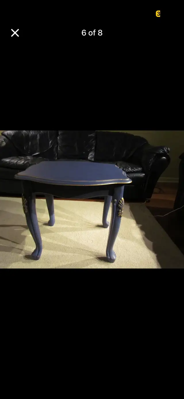 One of a kind Blue Accent Table with Ornate Legs in Other Tables in Markham / York Region - Image 6