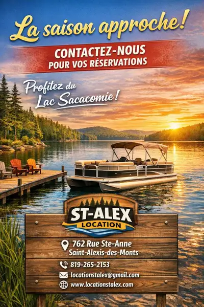 Location St-Alex vous offre la location de pontons 12 passagers sur le magnifique Lac Sacacomie à Sa...