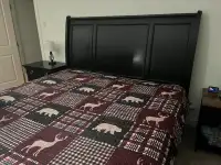 King size bed and 2 side tables for sale.